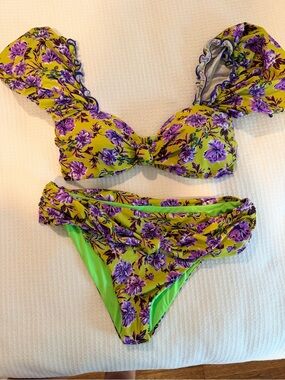 Beach Riot Bikini Set in Lime Green and Purple